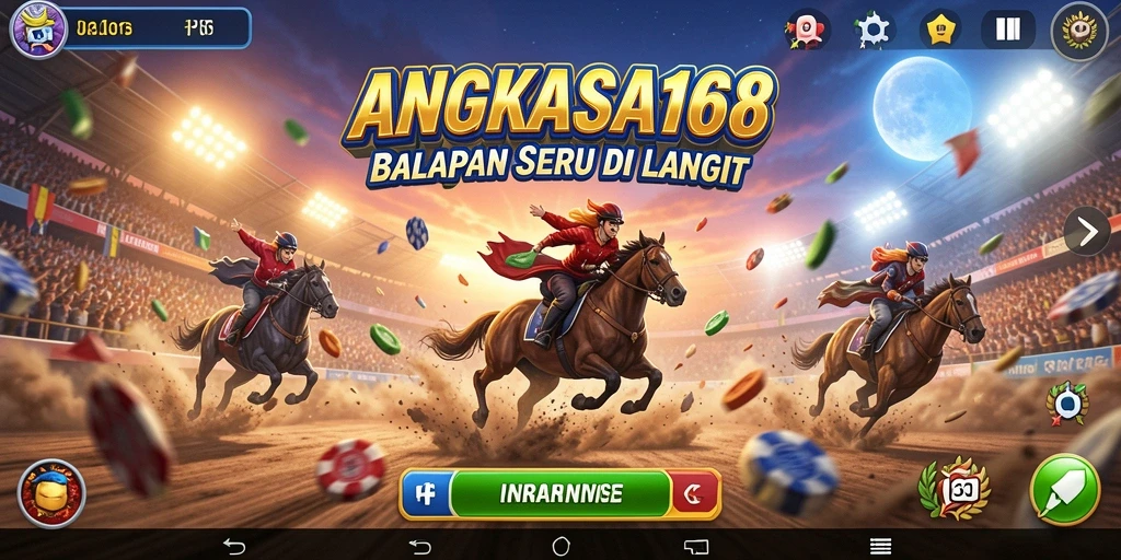 Tampilan dinamis dari gameplay balapan ANGKASA168 yang seru.