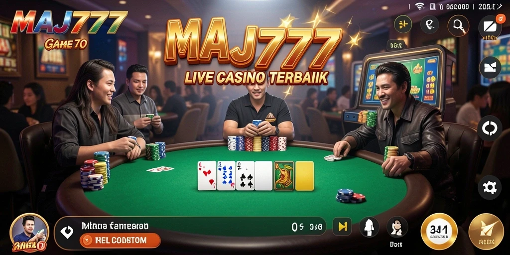 Tampilan gameplay Live Casino MAJ777 dengan dealer profesional di meja.