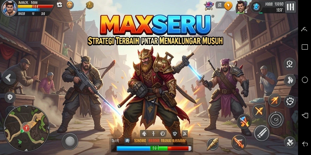 Tangkapan layar gameplay <strong>MAXSERU</strong> menunjukkan pertempuran strategis yang intens.