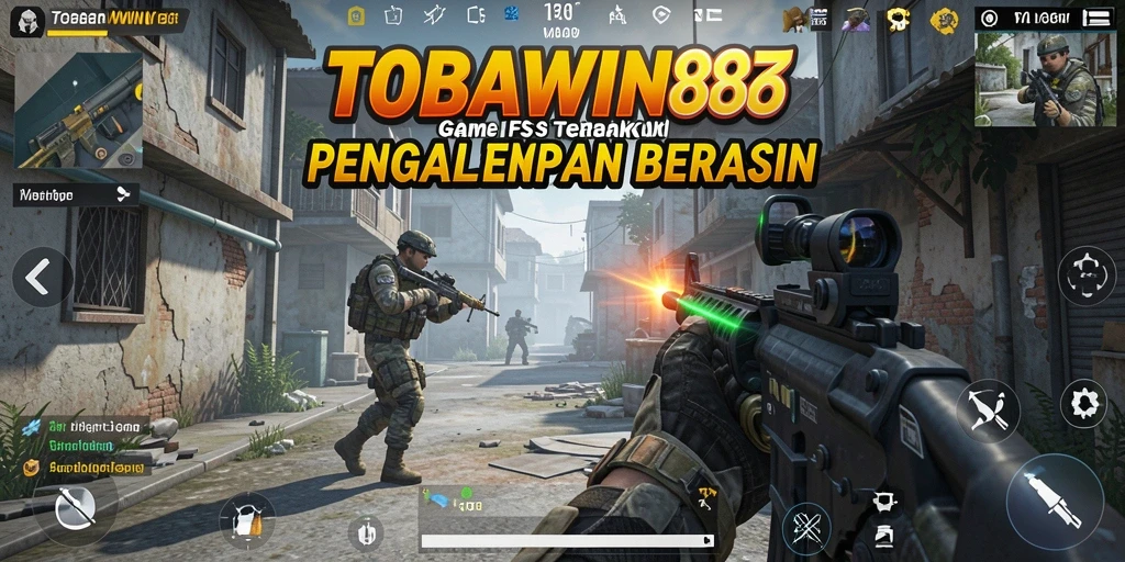 Menampilkan aksi intens dalam permainan FPS TOBAWIN88.